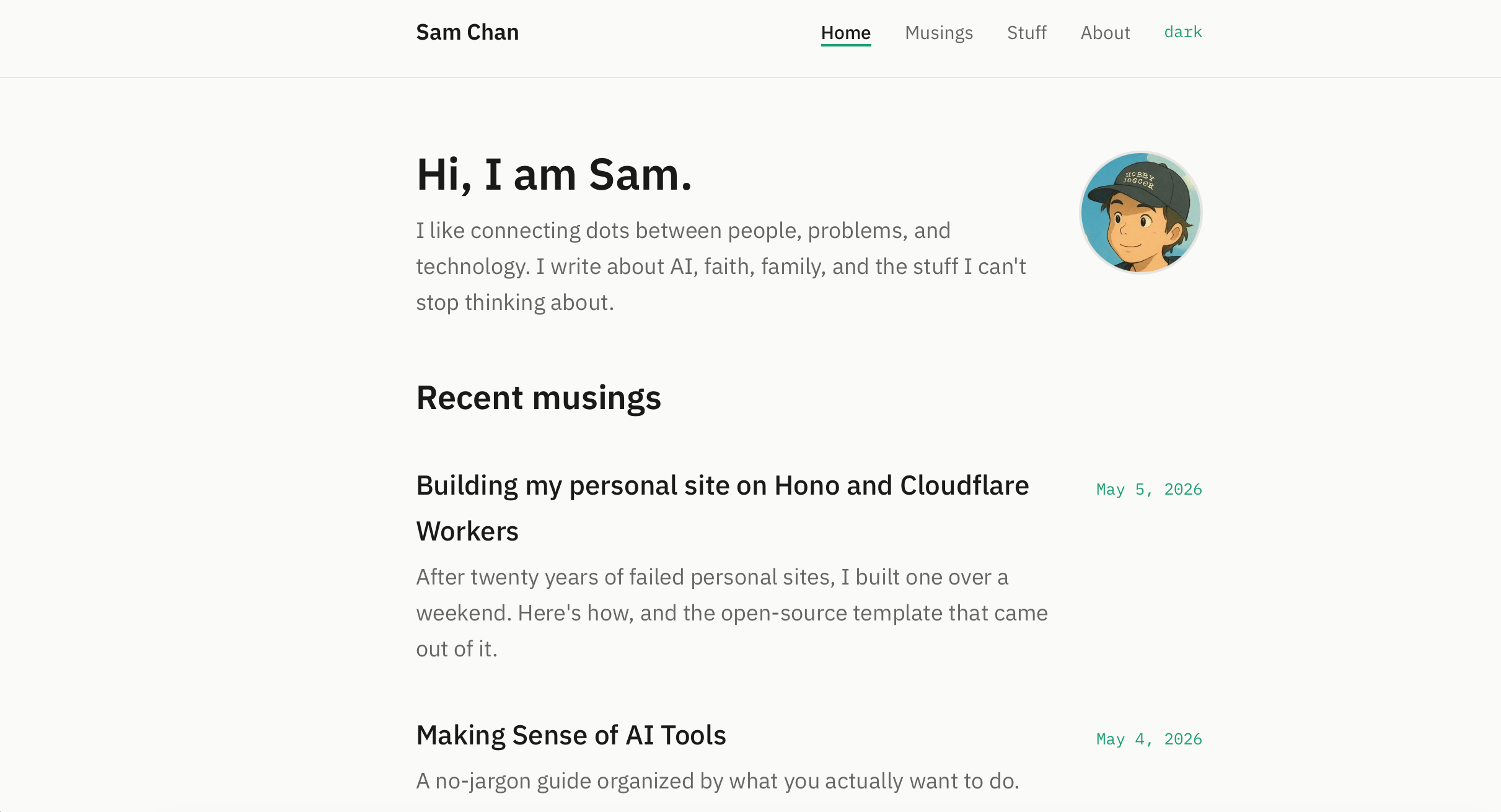 samchan.ca homepage
